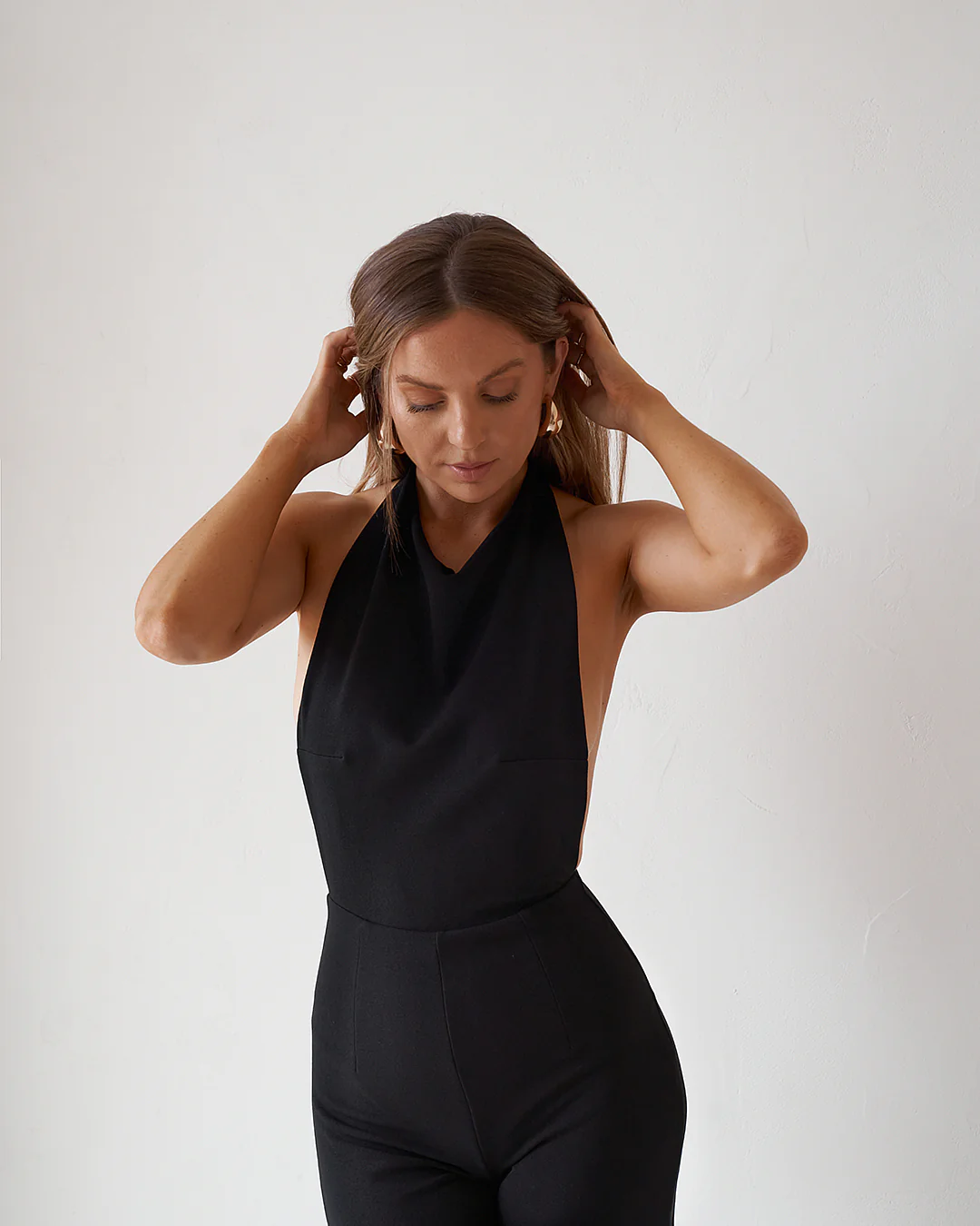 Backless Jumpsuit - Black - Image 4