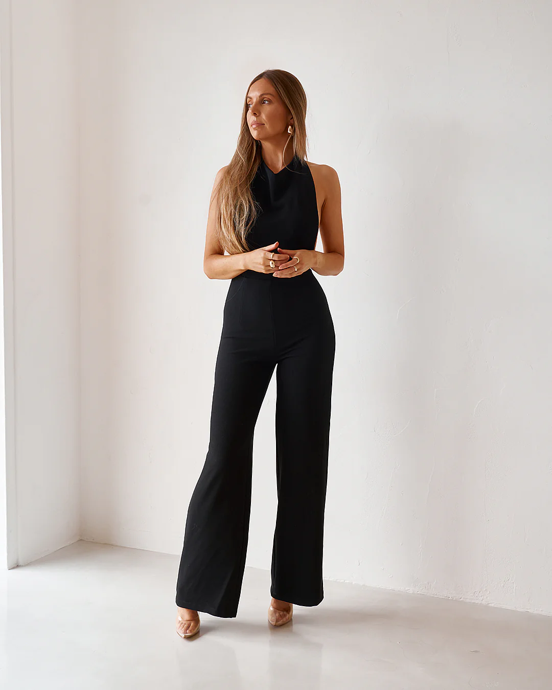 Backless Jumpsuit - Black - Image 6