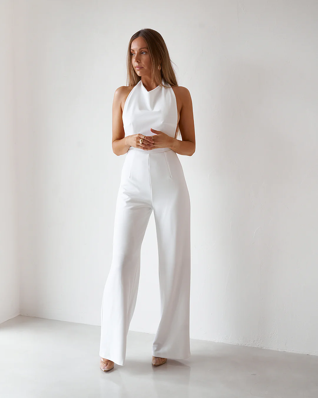 Backless Jumpsuit - Vintage White - Image 6