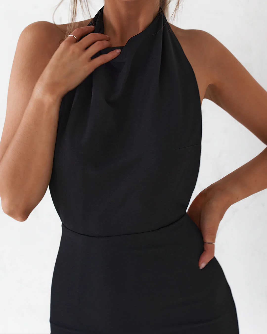Backless Midi Dress - Black - Image 5