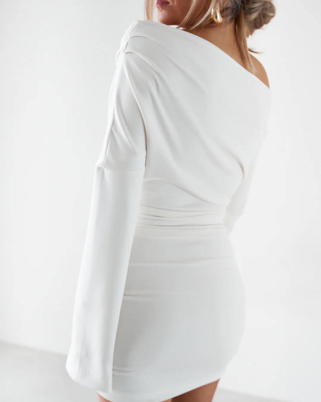 Cupro Long Sleeve Mini - White - Image 10