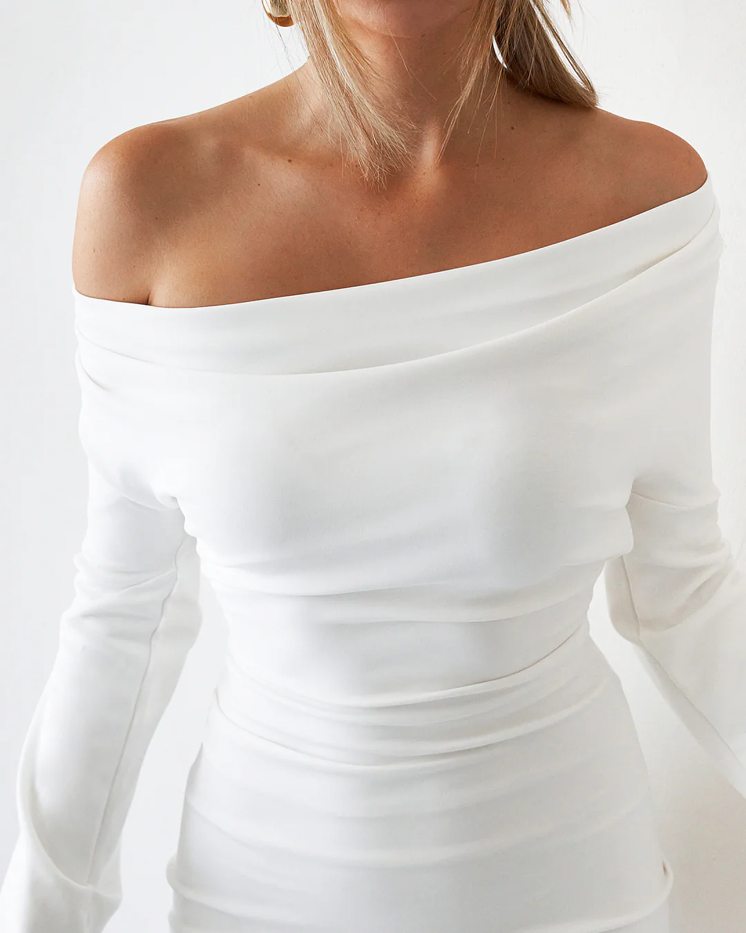 Cupro Long Sleeve Mini - White - Image 4