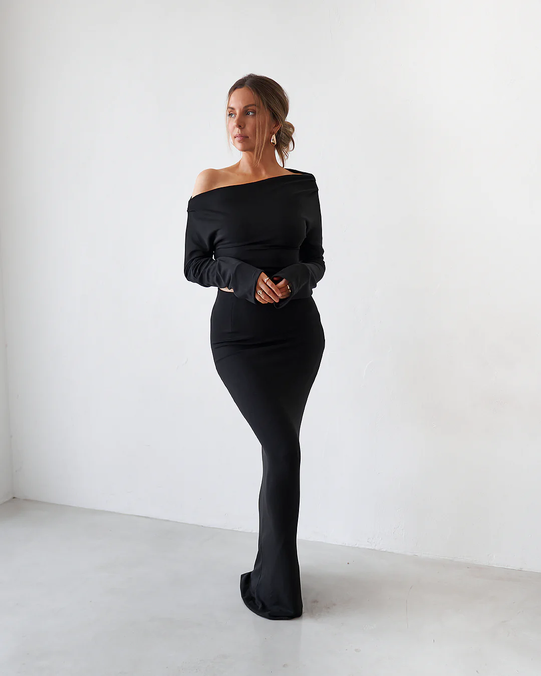 Cupro Long Sleeve Top - Black - Image 4