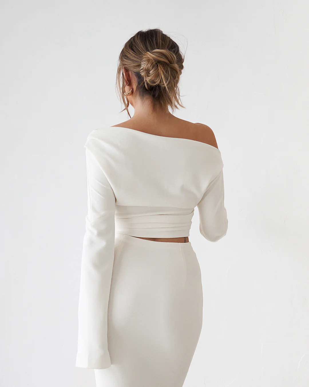 Cupro Long Sleeve Top - Vintage White - Image 5