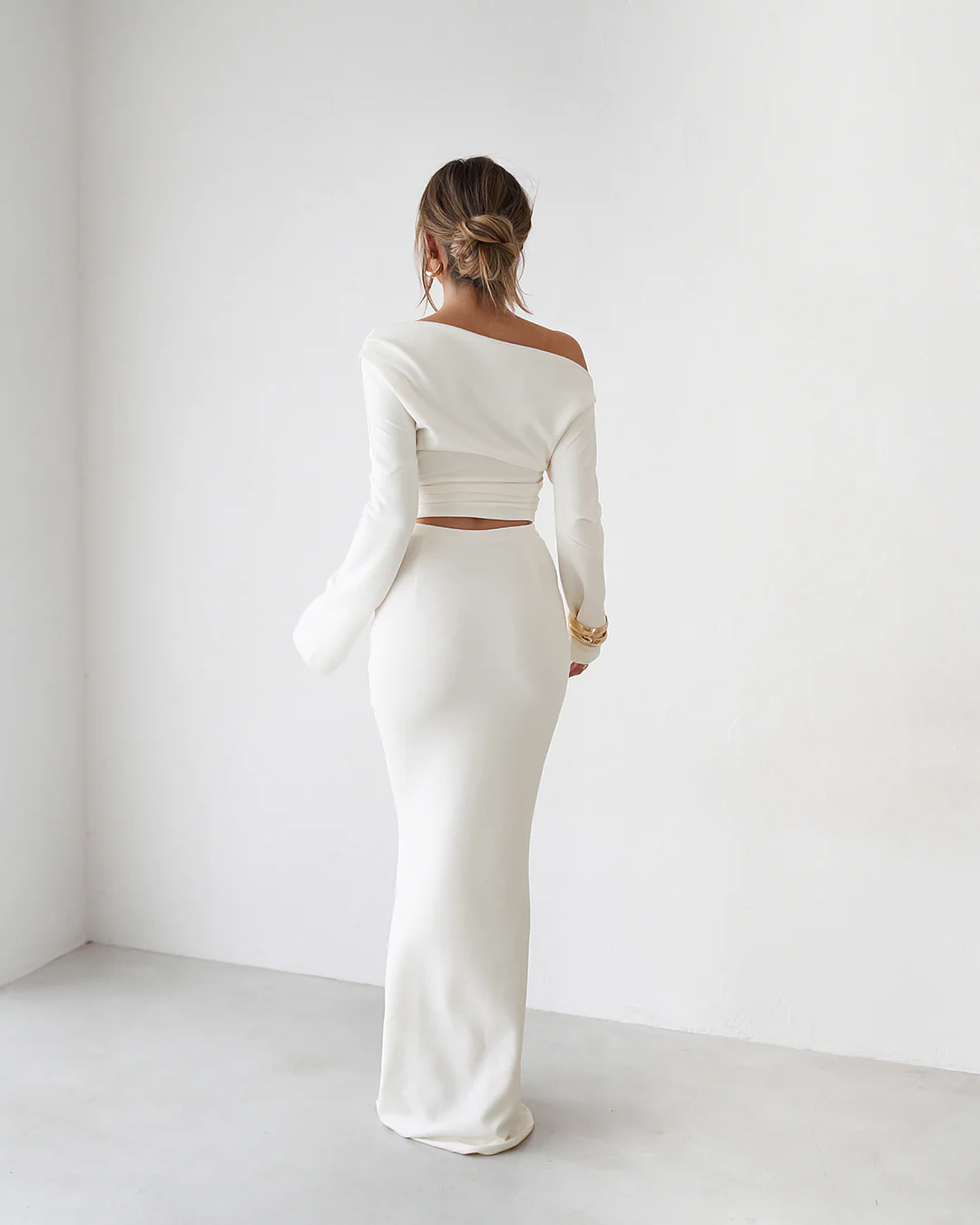 Cupro Long Sleeve Top - Vintage White - Image 6