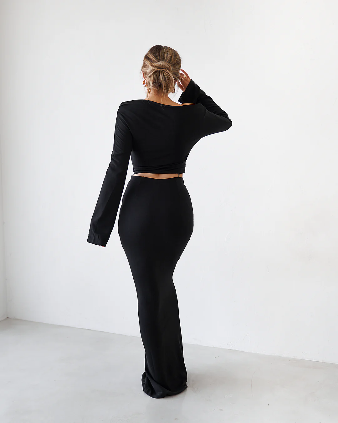Cupro Maxi Skirt - Black - Image 4