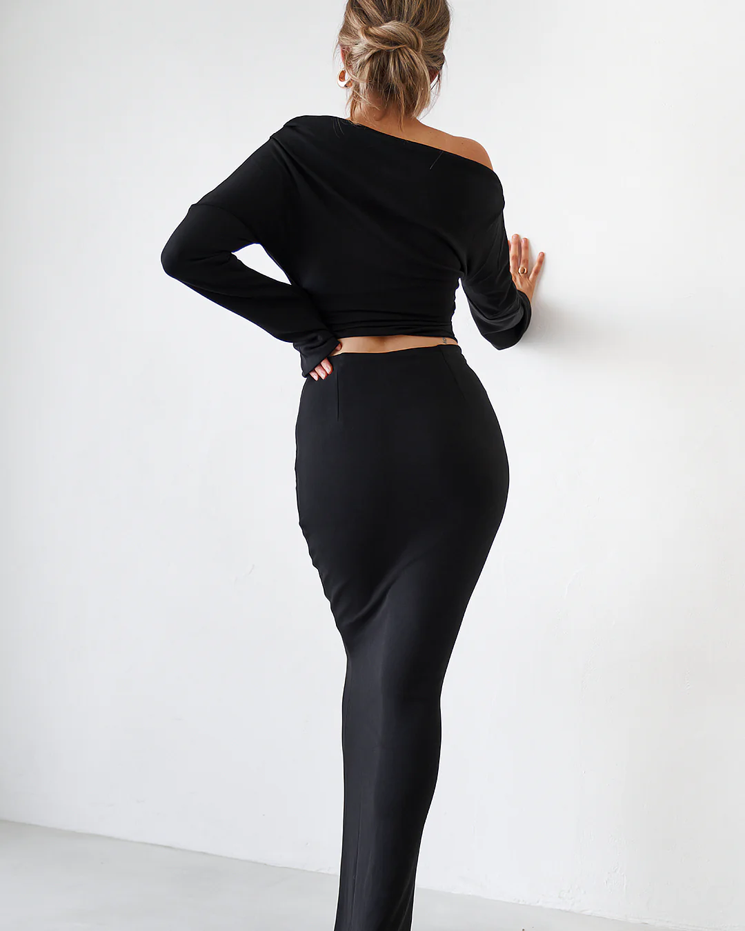 Cupro Maxi Skirt - Black - Image 5