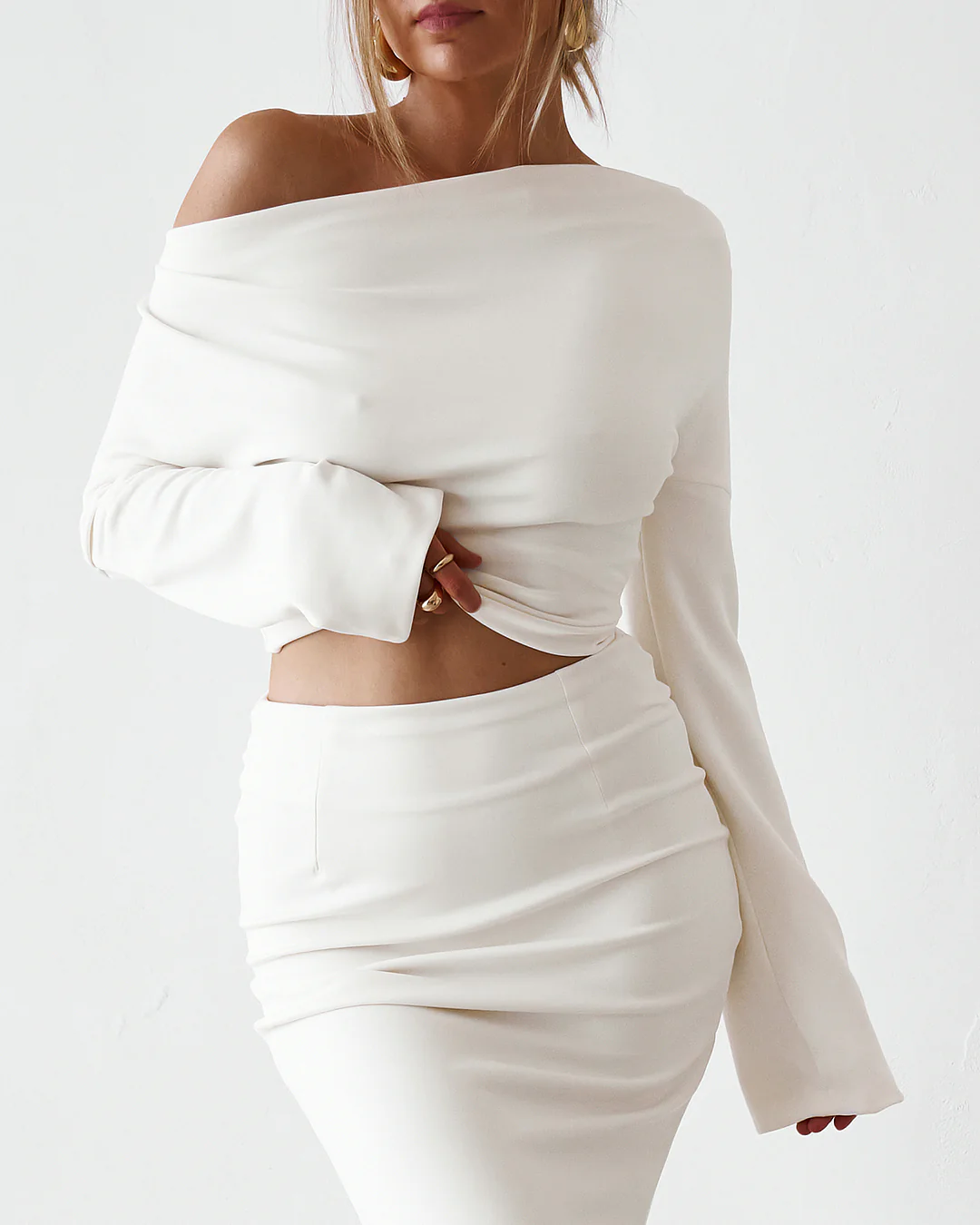 Cupro Maxi Skirt - Vintage White - Image 8