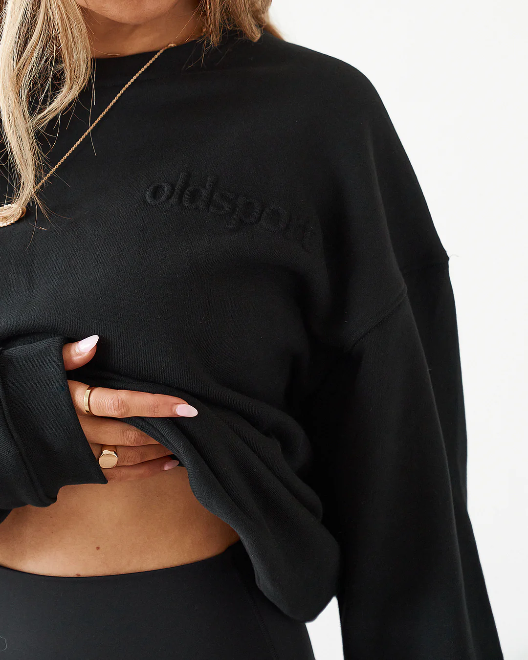 Embossed Crewneck Sweatshirt - Black - Image 9