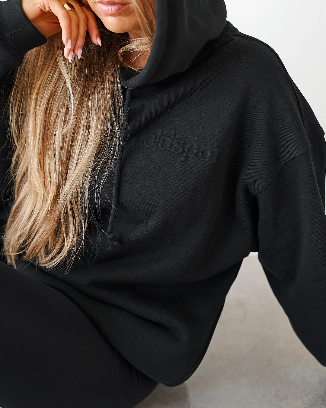 Embossed Hoodie - Black - Image 3