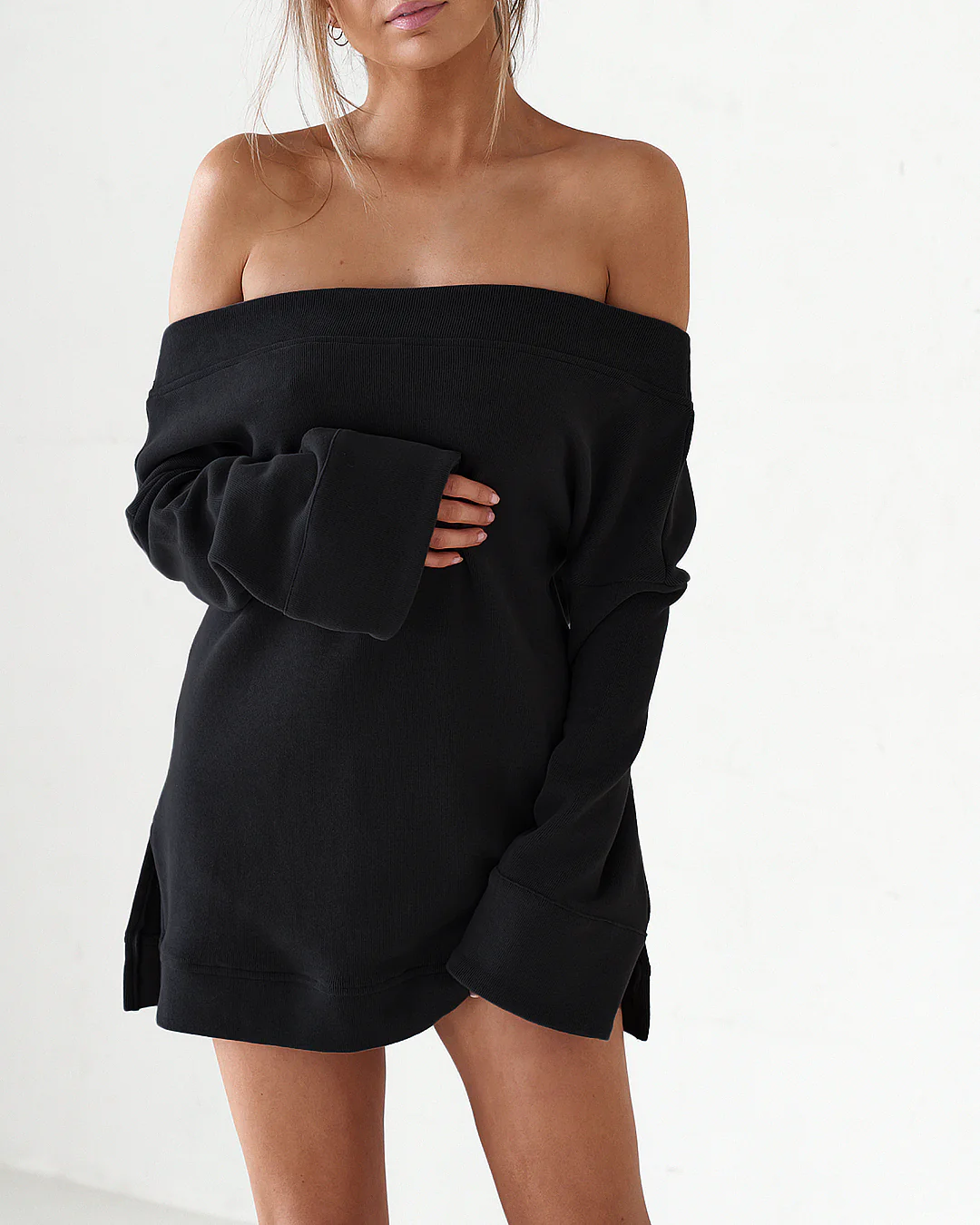 Off The Shoulder Mini Dress - Black - Image 4