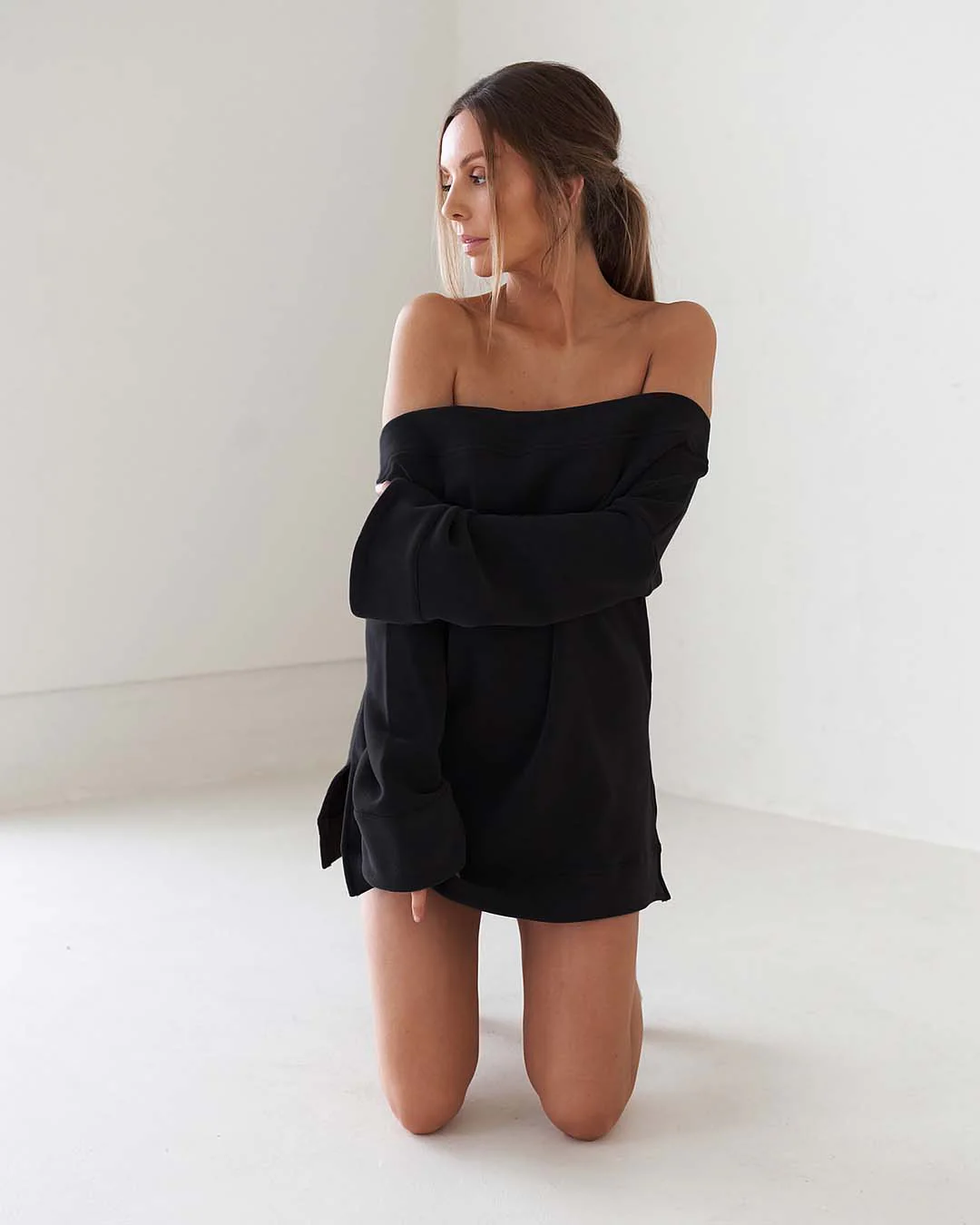 Off The Shoulder Mini Dress - Black - Image 5