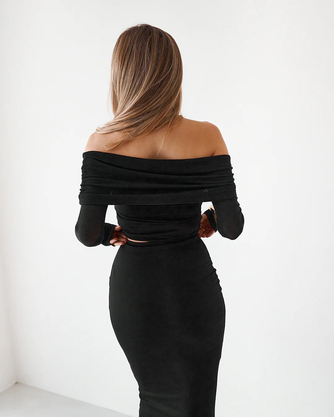 Sheer Long Sleeve Top - Black - Image 3
