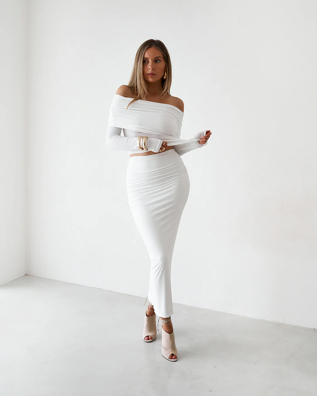 Sheer Long Sleeve Top - White - Image 3