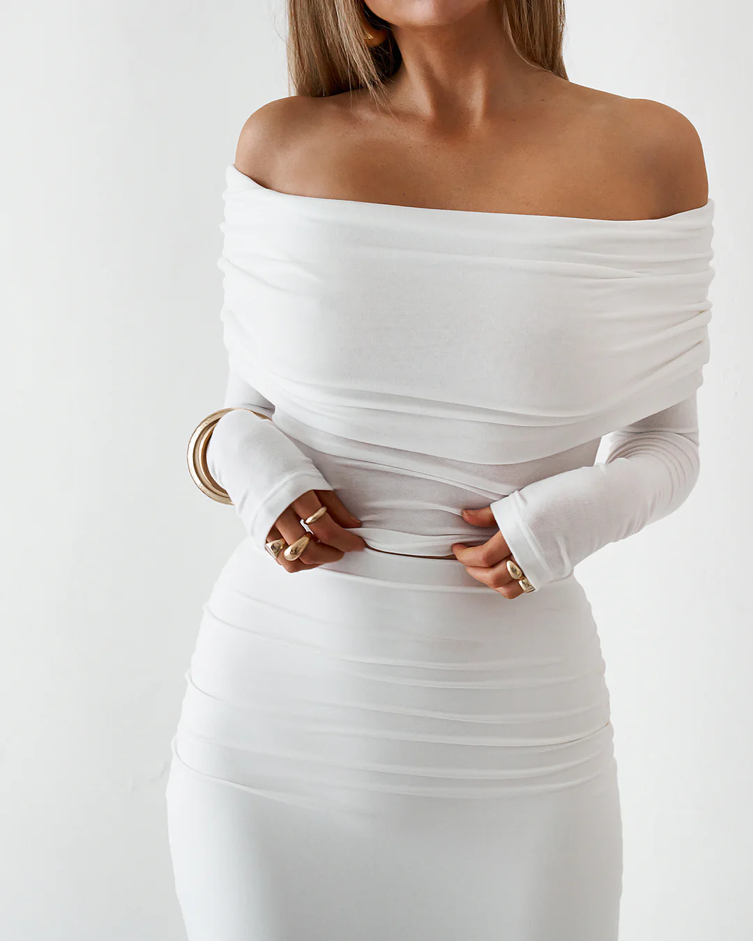 Sheer Long Sleeve Top - White - Image 5