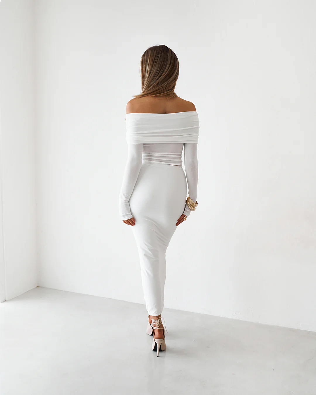 Sheer Long Sleeve Top - White - Image 7