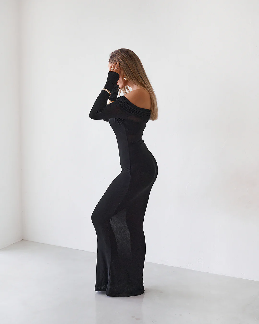 Sheer Maxi Dress - Black - Image 3