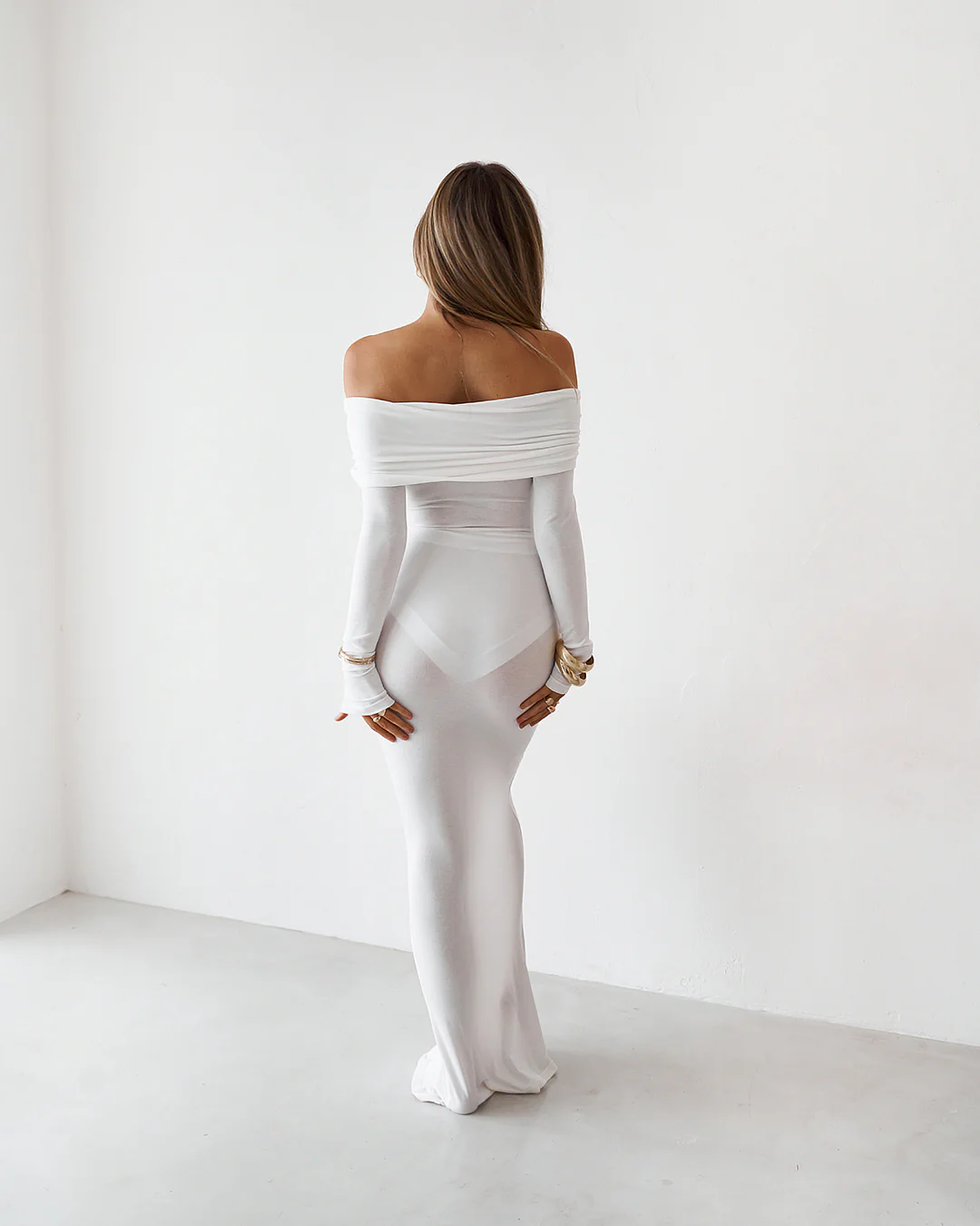Sheer Maxi Dress - White - Image 3