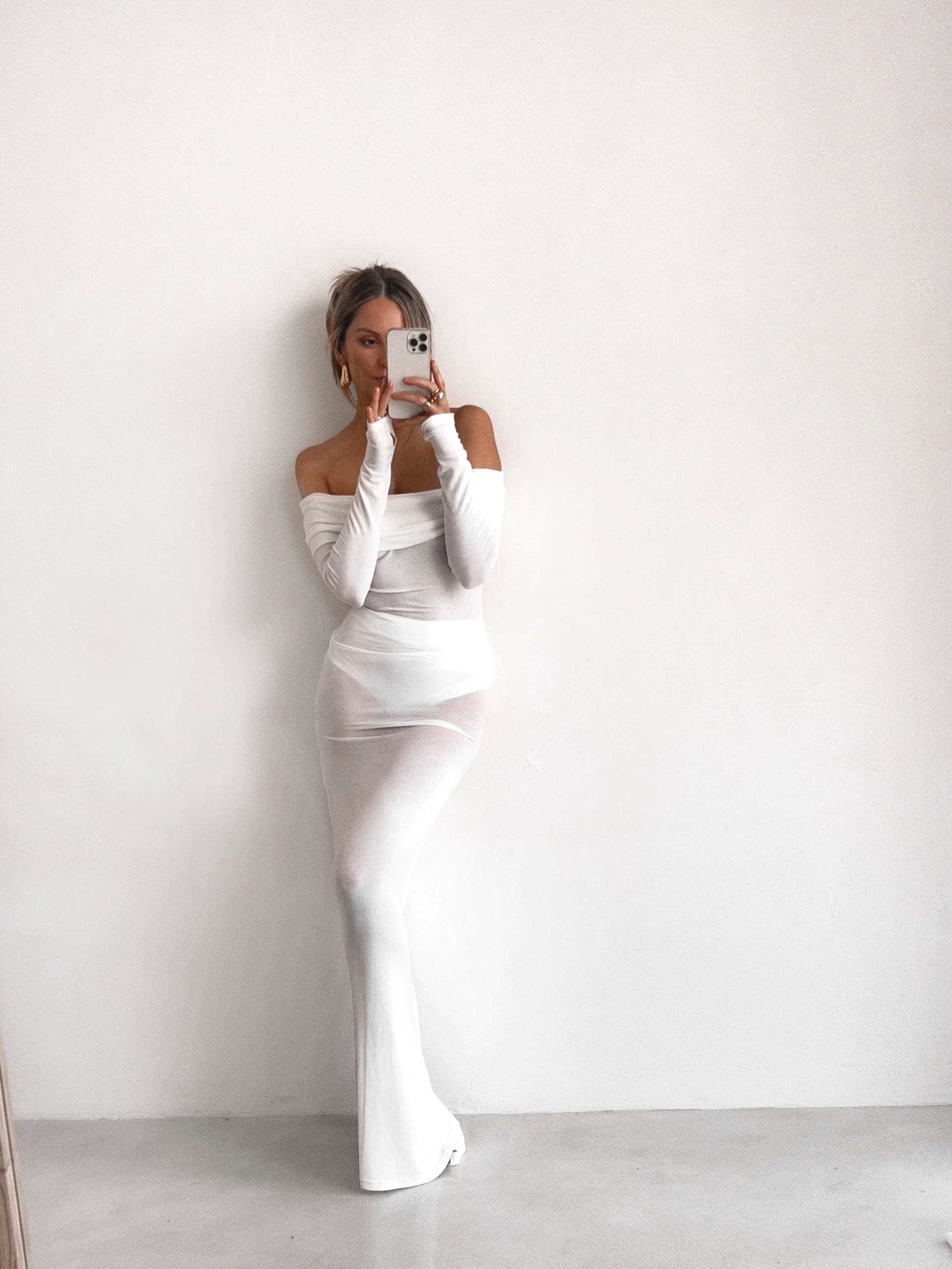 Sheer Maxi Dress - White - Image 7