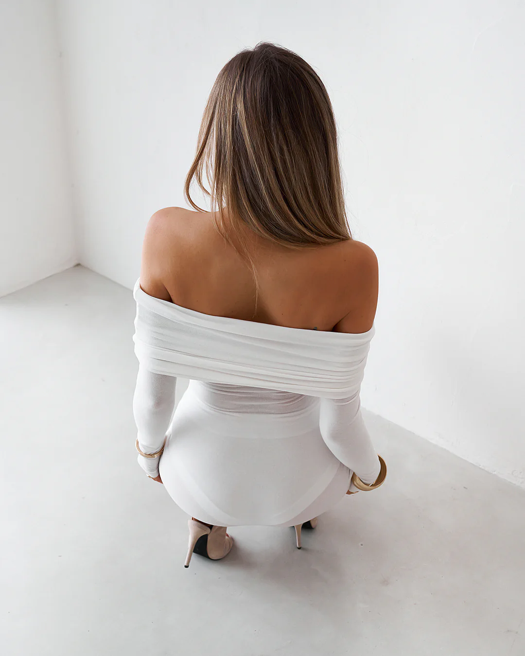 Sheer Mini Dress - White - Image 8